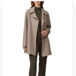 Theory New Divide Luxe Wool Cashmere Coat Jacket Small Taupe Open Front